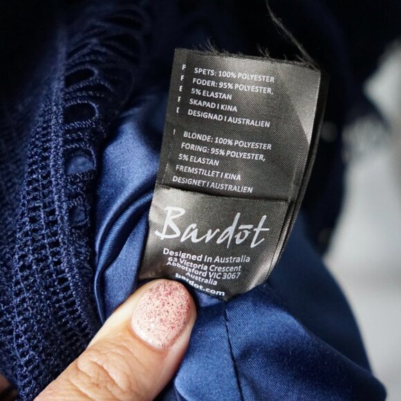 Bardot Mariana Lace Midi Dress Size US4/XS Navy - Picture 14 of 15